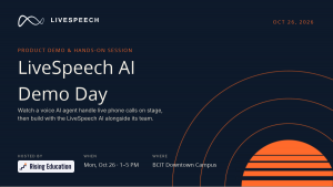 Event Poster for the LiveSpeech Demo Day, hosted by Rising Education. (Image: Drawdream)