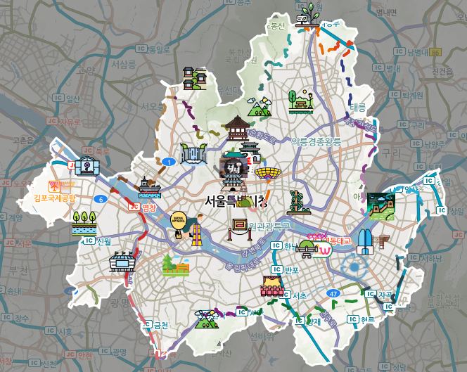 서울시에서 제공한 스마트맵을 기반으로 제작된 지도