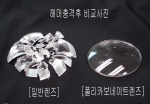 폴리카보네이트 렌즈와 일반 플라스틱 안경렌즈 강도 테스트