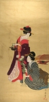기따가와 우다마로(UTAMARO)의 <미인도> 전체도, 약35X60cm, 견본극채색. 
