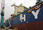 4월 4일 오전 울산에서 명명취항식을 가진 6,800TEU급 컨테이너선 '현대 상하이' 호의 모습