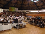 2005년 11월 23일 국민대학교 체육관에 열린 제3회 임베디드 소프트웨어 공모대전 데모심사 개회식 모습