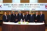 한국전력기술(KOPEC, 사장 임성춘), 영국원자력공사(UKAEA), 에이멕(AMEC)사는 27일 오후 2시 서울 그랜드하얏트호텔 남산홀에서 원자력사업 공동추진을 위한 협약(MOU