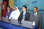 Honoraries prepare to push button to unveil Samsung Digital Gallery. 

(from left to right) Mr. Ha