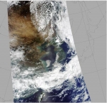 MODIS 위성 영상에서 본 서해상 황사  ( 2007. 5. 25. 오후 2시 )