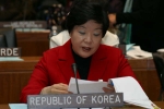 변도윤 여성부 장관이 UN 본부에서 기조연설하는 장면