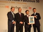 NHN 김상헌 대표가 3일 홍콩에서 열린 ‘아시아-태평양 50대 유망 기업 (Asia’s fabulous 50 companies)’ 수상식 및 저녁 만찬에서 Forbes 측 인사들