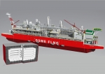 대우조선해양이 개발한 독립형 LNG 저장 화물창 '액티브(아래)'와 이를 탑재한 LNG-FPSO의 개념도(위)