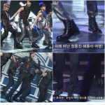 MBC 쇼!음악중심. SS501 러브야 무대에서 슈즈바이런칭엠 트레킹부츠를 신고 화려한 군무를 선보이고 있다. 동일 구두를 신은 슈퍼주니어 동해