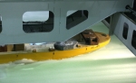 캐나다 「IOT연구센터 빙수조(Ice Tank)」에서 가진 현대중공업 쇄빙상선 선형의 최종 성능 테스트 모습.
