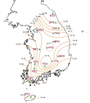 첫단풍 예상 분포도(월일)