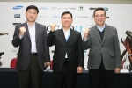 WCG 개막 기자회견 컷(사진 좌측부터 삼성전자 권강현 전무, WCG 이수은 사장, 부산 정보산업 진흥원 서태권 사장)