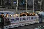 지난달 24일 밤 덕수궁 대한문앞에서 애국주의연대가 탈북동포 강제북송반대 촛불집회를 개최하고 있다.