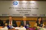 6월 22일 이주형 은행장은 싱가폴에서 일본엔화(JPY) 100억엔(미화1.25억불 상당) 신디케이션 외화차입을 완료하고 서명식을 가졌다.(왼쪽부터 LBBW은행 CHRISTOPH 