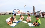 여수세계박람회 해피아 &#039;바다사랑 사생대회&#039; 어린이들이 그림을 그리는 모습