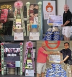 일본에 기부된  엠블랙 요코하마 콘서트 응원 드리미 쌀화환(위)과 동경 콘서트 응원 드리미 쌀화환