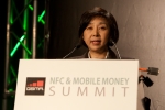 KT 송정희 부사장이 23일 이탈리아 밀라노에서 개최된 GSMA 주최의 ‘NFC & Mobile Money Summit 2012’ 에서 아시아 통신사업자로서는 유일하게 개막식 기조