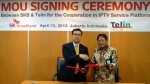 K브로드밴드는 모바일 IPTV인 B tv 모바일 플랫폼을 인도네시아 최대 통신사 텔콤(Telkom)의 해외 비즈니스 자회사인 텔린(Telin)에 제공하는 MOU를 체결했다고 밝혔다