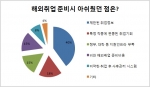 렛츠런재단의 청년희망 일자리 찾기 지원사업 지역 설명회에서 진행한 설문조사 결과 해외취업 준비에 있어 아쉬운 점으로 응답자들은 정부, 대학 등 지원인프라 부족과 제한된 취업정보, 