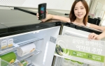 LG전자 모델이 24일 LG 베스트샵 동교점에서 디오스 오케스트라 냉장고를 소개하고 있다