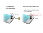사파이어 글래스와 새로 개발된 봉지재 기반 지문인식 센서 패키지의 구조상 차이점