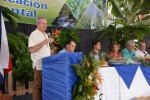 돌 프레시 프룻 사장 레나토 아쿠냐가 돌의 환경 지속 가능성 인증 기념행사에서 연설하고 있다