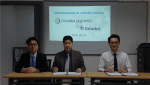 디글로벌홀딩스 공동대표 피승희(좌), 안승혁(중앙)과 Yahobit 박남현 대표(우)
