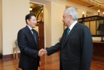 Chairman Cho Hyun-joon of Hyosung Group (left) had a meeting with President Andres Manuel Lopez Obra