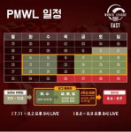 PMWL 시즌 제로 일정, 한국팀이 속한 이스트 리그 기준 시간