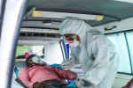 Nigeria-Lagos COVID ambulance transfer inside vehi