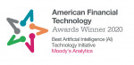 무디스 애널리틱스가 2020 아메리칸 파이낸셜 테크놀로지 어워즈에서 우수 AI 테크놀로지 이니셔티브상을 수상했다