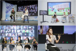 2021 유니브엑스포 서울의 강연 및 무대 콘텐츠. 왼쪽 위부터 시계 방향으로 유튜버 ‘쩡대로운 패션생활’의 강연, 유튜버 ‘J2N’·‘MIIT’·‘모르는지’의 ‘모여봐요, 미개봉