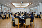 에너지자급자족형 인프라 구축사업 고도화 워크숍에서 한국전력공사 김정환 본부장이 개회사를 하고 있다