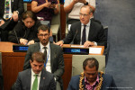 Oliver Baete, Allianz CEO, speaking at the UN Climate Ambitions Summit on September 20, 2023. (Photo