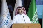 사우디 산업광물자원부 칼리드 알-무다이퍼(Khalid Al-Mudaifer) 차관이 미래광물포럼(FMF) 기자 회견에서 발표하고 있다