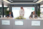 Signing of the shareholders' agreement between LTIMindtree and Aramco Digital. Left to right, S