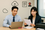 한·일 직장인 사무 환경 비교(AI 생성 이미지)