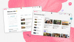 Before & After of the Meetup home page after log in, featuring the updated visual identity and i