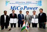 지난달 21일 미코파워와 인도 NTPC가 고체산화물 수전해(SOEC) 사업 협력을 위한 업무협약 체결 후 기념사진을 촬영하고 있다. 가운데 왼쪽이 구루딥 싱(Gurdeep Sing