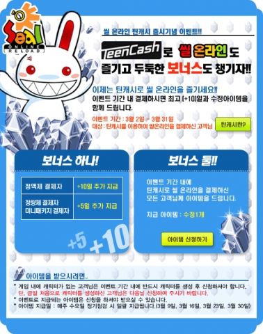 개그액션 RPG 씰 온라인은 3월 2일부터 온라인 선불 결제 카드인 틴 캐시와 제휴를 맺고 새로운 결제 상품을 출시한다고 밝혔다.