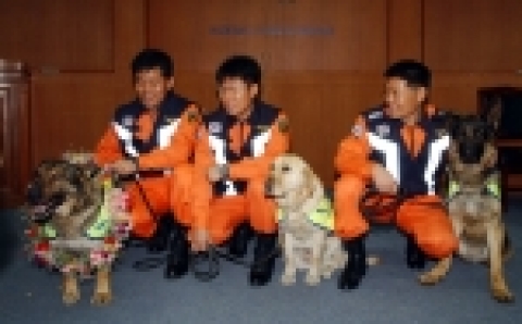 구조견 다복이 은퇴행사. 다복이는 국제공인 1급으로써 1999년 8월 4일 우리대에 배치 받은후 국제출동 4회(1999년 터키지진 및 대만지진, 2003년 알제리 지진, 2004년