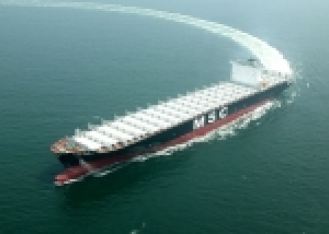 시운전중인 9200TEU급 초대형 컨테이너선(MSC Pamela호)