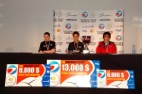 ESWC 2005 워크래프트3 부분에서 3위를 한 강서우 선수(오른쪽)의 시상식 장면