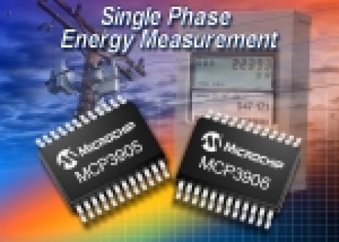 마이크로칩 테크놀로지는 출력 평균 및 순간 실제 전력의 독립형 에너지 측정 직접회로(IC)를 모두 갖춘 MCP3905 및 MCP3906을 발표했다.