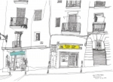 오영욱 - SANT PERE 광장, pen on paper, 29.7*21cm, 2005