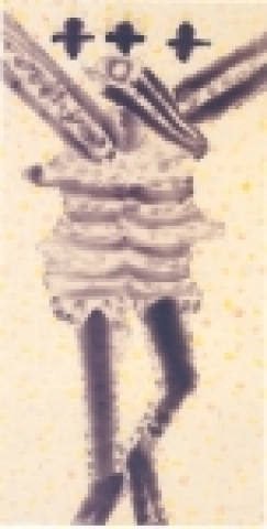 십자가-부활 138X70 한지+수묵담채, 2005