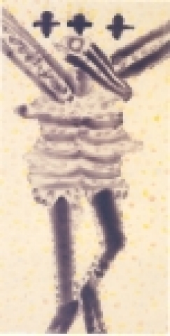 십자가-부활 138X70 한지+수묵담채, 2005