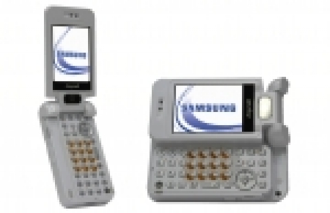 삼성전자가 15일부터 부산에서 열리는 2005 APEC 정상회의 IT전시회에서        선보일 일반 휴대폰 형태의 와이브로 단말기. 폴더가 가로 및 세로로 열리는       듀얼 쿼티폰 기능을 갖췄다.