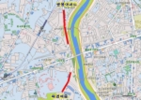서울시 한천로 포장도로유지보수공사를 위한 교통 부분통제 위치