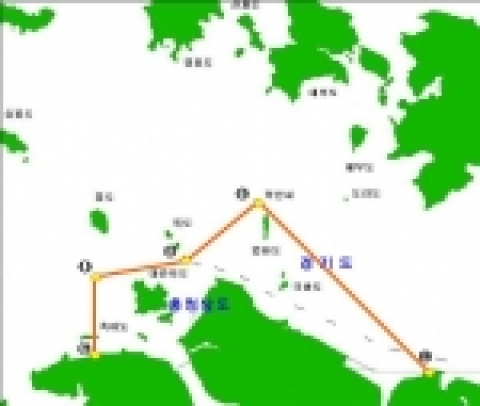 ㉮  N37° 01′ 40″E126° 23′ 05″(서산시 대산읍 흑어도 서단) ㉯  N37° 04′ 25″E126° 23′ 05″ ㉰  N37° 04′ 75″E126° 27′ 90″ ㉱  N37° 07′ 30″E126° 31′ 80″ ㉲  N37° 00′ 00″E126° 41′ 25″(당진군 송산면 가곡리 성구미 포구)